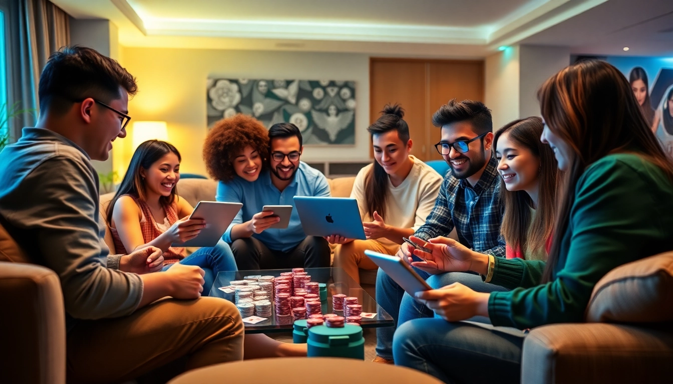 Engaging online card game scene showcasing players enjoying topgamebaidoithuong.mx in a vibrant setting.