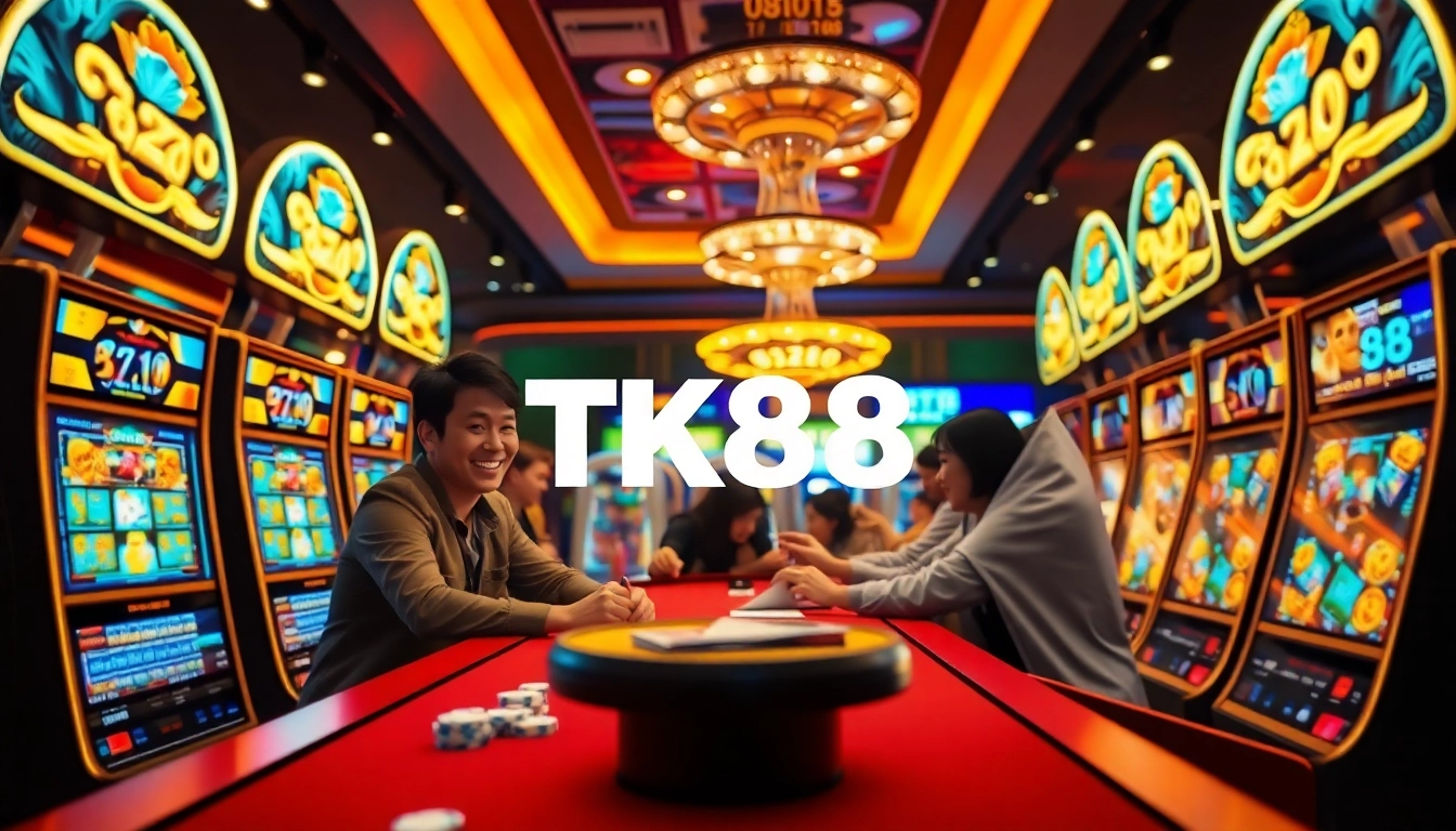 Experience the excitement of online gaming at tk88win.live with vibrant casino scenes that invite players.