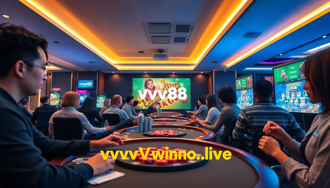 Experience the exciting world of online gaming with vvvwin88.live, featuring engaging players in a lively casino atmosphere.