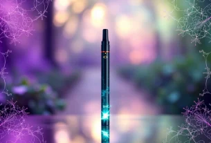 Discover where to buy dmt with a modern vape pen against a psychedelic background.