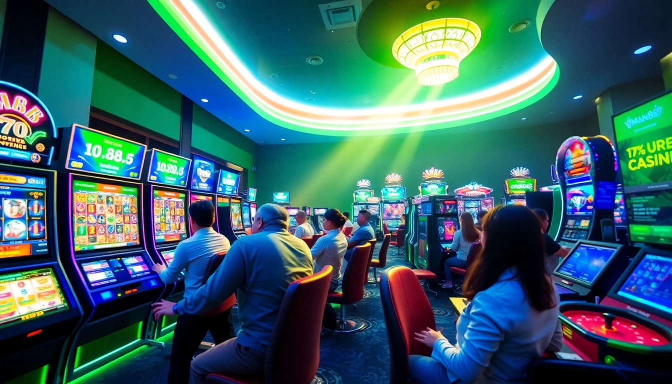 Exciting online gambling experience at Man88 with players enjoying various games and vibrant graphics.