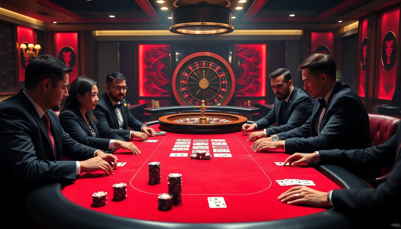 Betting strategies at UU88 poker table highlighting excitement in a luxurious casino.