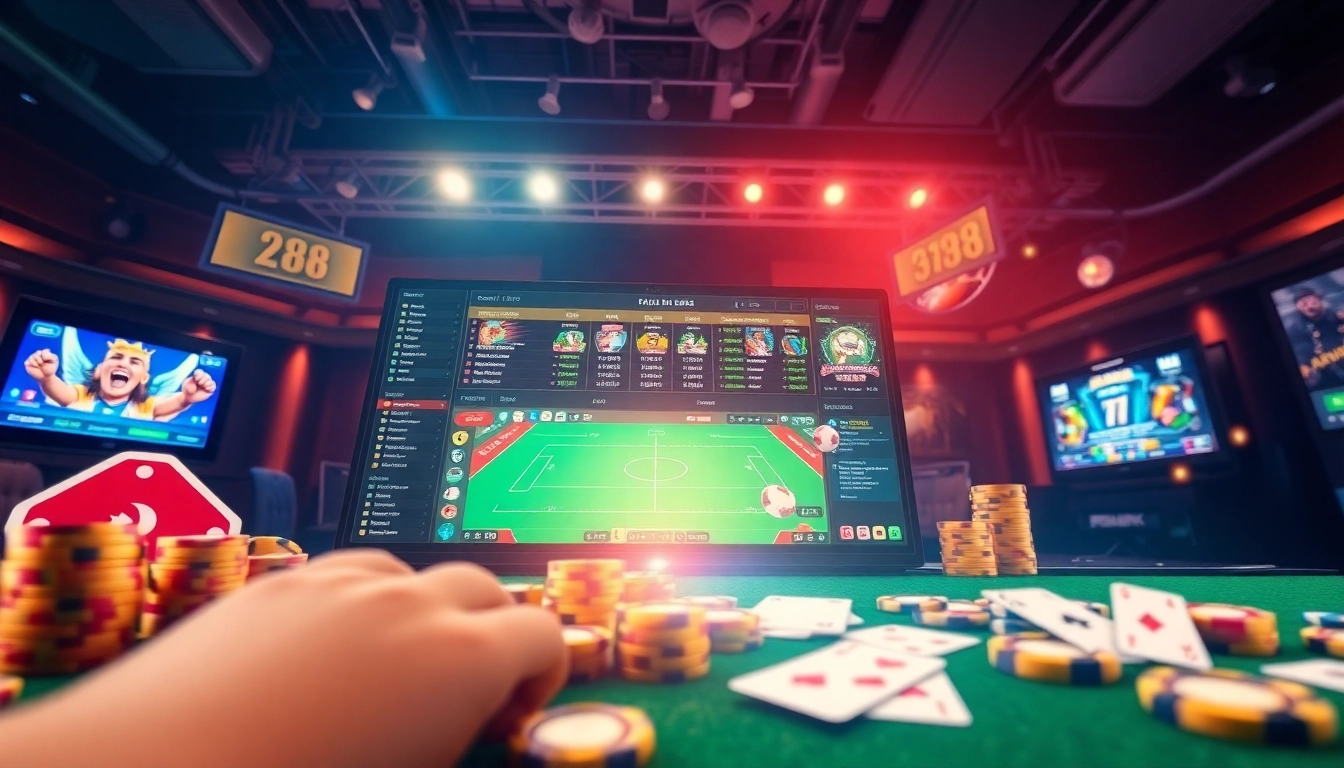 Exciting visual of the UU88 online betting platform showcasing sports and casino games with vibrant graphics.