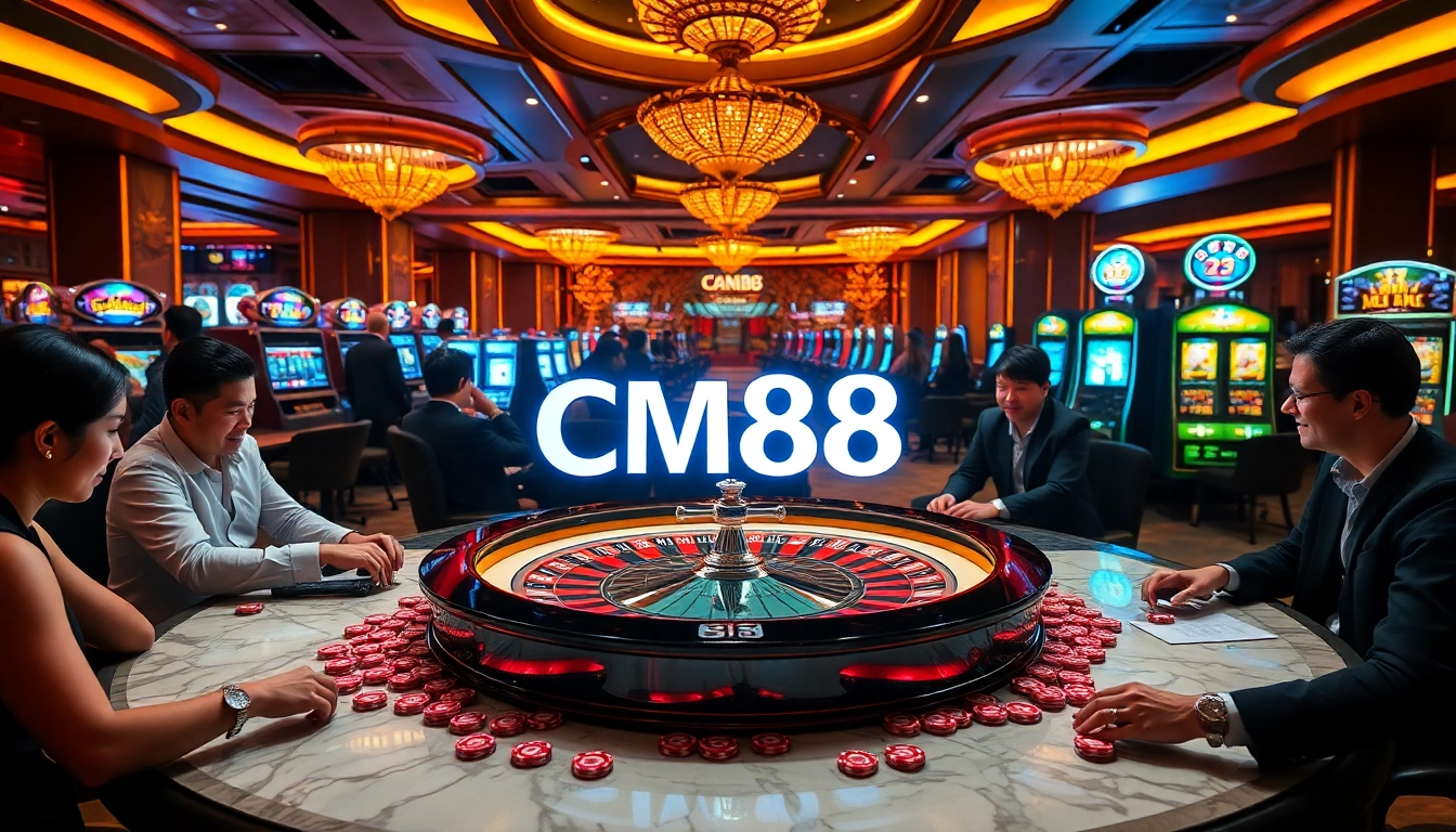 Experience excitement at CM88 trang chủ with players strategizing around a luxurious casino table.
